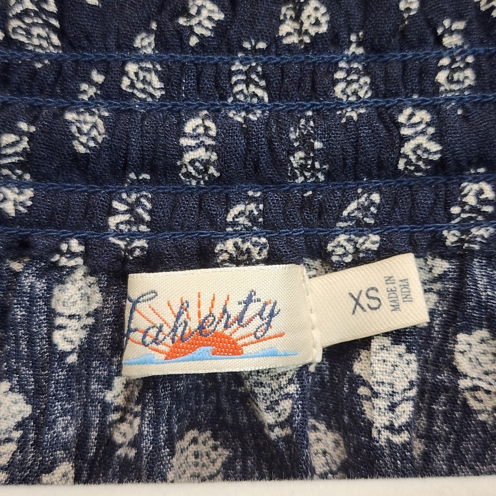 Faherty Womens Boho Peasant Floral Cottagecore Viscose Tie Neck Blouse Size XS - Picture 4 of 7